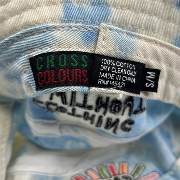 Cross Colours Sunshine Logo Bleached Tie Dye Cloud 90sY2K Embroidered Bucket Hat main image 7